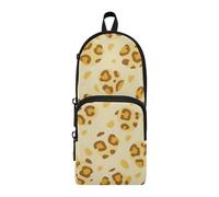 aidingzhi Soft Yellow Leopard Fur Print Nylon 3 Compartments Pencil Bag With Handle study&multifunctional Pencil Cases For Teen Stationery for High School