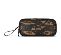 aidingzhi Space Planet Orange Black Nylon Pencil Bag For Teen High Capacity Big Zipper Pencil Case Stationery Bag for High School Adolescents