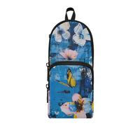 aidingzhi Spring Butterflies Flowers Nylon 3 Compartments Boys Pencil Bag study&multifunctional Pencil Cases For School Stationery for Middle School