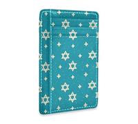 aidingzhi Star Of David Blue leather small slim wallets woman With Cash Slot RFID Blocking cardholder for Men and Women