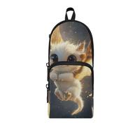 aidingzhi Starry Cute Baby Dragon Illustration Nylon 3 Compartments Big Pencil Bag Multi-purpose and aesthetic Zipper Mesh Pencil Case Stationery Organizer for Elementary