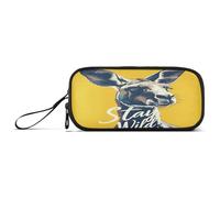 aidingzhi Stay Wild Kangaroo Nylon Large Pencil Case Pencil Bag Big Capacity Zipper Pencil Case Stationery Organizer for Elementary Man