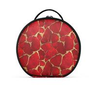 aidingzhi Stone Texture Red Gold Valentine's Day Toiletry Bag Vertical Free-Standing stylish Cosmetic Bag For Women with adjustable dividers 11 IN