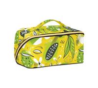 aidingzhi Summer Cute Doodle Drawings Fantasy Lime Makeup Bag with dividers Essentials Cosmetic Bags With Zipper with Compartments & Handle