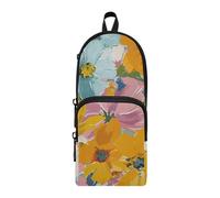 aidingzhi Summer Flowers Nylon 3 Compartments Pen Case Pencil Bag Large Capacity Pencil Case For School Stationery Organizer for Middle School