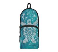 aidingzhi Summer Turtle Bubbles Nylon 3 Compartments Big Pencil Bags study&multifunctional Pencil Case For High School Stationery Bag for High School