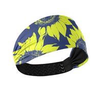 aidingzhi Sunflower Lime Green and Navy Blue no slip running headband for women Elastic hairbands for Yoga Football Daily use basketball