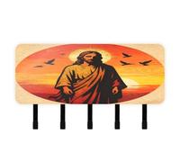 aidingzhi Sunset Jesus Beige Keys Holder on Wall with Mail Organizer & 5 Hook Self-Adhesive Hanging Room Decor Key for Doorway Doorway Doorway