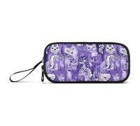 aidingzhi Sweet Cats Purple Art Nylon Pencil Bags For Teen High Capacity Zipper Mesh Pencil Case Stationery Organizer for Elementary Man