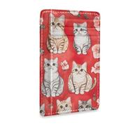 aidingzhi Sweet Cute Cats Red leather slim wallet With Cash Slot RFID Blocking small card wallet woman for Men and Women
