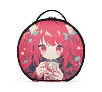 aidingzhi Sweet Cute Cherry Red Anime Makeup Bag Vertical Free-Standing Large Capacity Travel Cosmetic Bag with adjustable dividers 11 IN