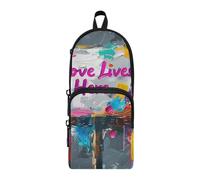 aidingzhi Text Love Lives Here Nylon 3 Compartments Pencil Bag For Teen study&multifunctional Pencil Case For Girls School Stationery for Office