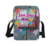 aidingzhi Text Love Lives Here small messenger bag for men Crossbody Bags For Women Small Casual Everyday Purse Adjustable Strap for Outdoor Daily Travel