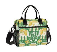 aidingzhi Thai Themed Symmetrical Pattern Lunch Box Reusable Lunch Bag with Water Bottle Holder with Shoulder Strap Nurses University S