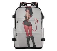 aidingzhi Travel Backpack for Men Women, TSA Friendly Flight Approved Clean Design (longwword) 20L with Water Bottle Pocket Travel Essentials, Cool Red Evil Demon Anime