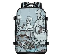 aidingzhi Traveling Backpack for Men Women, TSA Friendly Flight Approved Stylish (longwword) 20L with Water Bottle Pocket 15.6 Laptop Bag, Terrible Chicken Chef Blue
