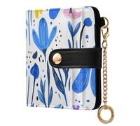 aidingzhi Trendy Ladies Bifold Wallet Convenient Compact PU Leather Wallet for Women Girls-Bluebell Variegated