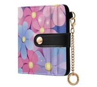 aidingzhi Trendy Ladies Premium Foldable Wallet Portable Minimalist PU Leather Wallet for Girls Women Ladies-Parents' Day Beautiful Pink Purple Flowers