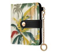 aidingzhi Trendy Ladies PU Leather Bifold Wallet Fancy Minimalist PU Leather Wallet for Women-Palm Trees Yellow Red and Green