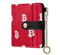 aidingzhi Trendy Ladies Slim Foldable Wallet Waterproof PU Leather Wallet for Women Girls-White Bitcoin Sign Red