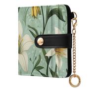 aidingzhi Trendy Women's Leather Folding Wallet Portable PU Leather Bifold Wallet for Girls Women Ladies-Beauty Spring Flowers Green