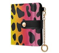 aidingzhi Trendy Women's Minimalist Folding Wallet Unique PU Leather Folding Wallet for Woman Girl-Chic Rainbow Leopard Print