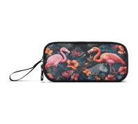 aidingzhi Tropical Jungle Wild Animals Flamingos Nylon Large Pencil Bag Large Capacity Pencil Cases For Teen Stationery for School Teens