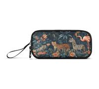 aidingzhi Tropical Jungle Wild Animals Nylon Big Pencil Bags Big Capacity Pencil Cases For School Stationery Bag for School Teen Girls