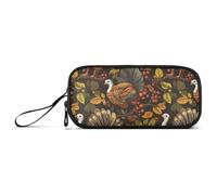 aidingzhi Turkeys Nature Nylon Zippered Pencil Bag Large Capacity Large Pencil Case Stationery for Middle School Women, Turkeys Nature, 1 size, Stationery