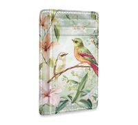 aidingzhi Twig Flowers Hummingbirds Green leather slim wallets woman With ID Window RFID Blocking credit card holder for Men and Women