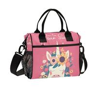 aidingzhi unicorns Peach Sunshine Lunch Box with Zipper Male Lunch Bag with Shoulder Strap Lady Kitchen S