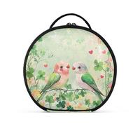 aidingzhi Valentine Clover Flowers Love Bird Makeup Bags with Compartments & Handle Large Capacity Travel Cosmetic Bag with adjustable dividers 11 IN