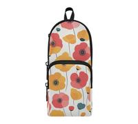 aidingzhi Vibrant Flower Bloom Nylon 3 Compartments Pencil Bag With Handle Multi-purpose and aesthetic Pencil Cases For College Stationery Bag for Office