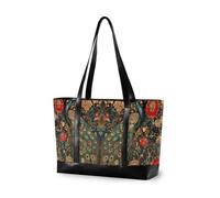 aidingzhi Victorian-style Peacock Flower Pattern Splendid Colors trendy bag with laptop compartment with zipper tote bag for work for ladies with lunch