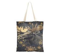aidingzhi Vintage Golden Reindeer Illustration Canvas Bags Large Capacity Canvas Tote Bags For Women Grocery & Farmers Market 16"x15" school essential