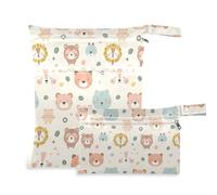 aidingzhi washable gym clothes bag 2 Pack travel essentials for baby with handles for pool, daycare (Cute Animal Faces)