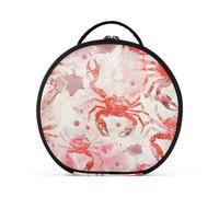 aidingzhi Watercolor Animal Crab Marshmallow Red and White Toiletry Bags Vertical Free-Standing stylish Capacity Travel Cosmetic Bag with adjustable dividers 11 IN