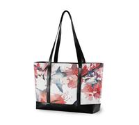 aidingzhi Watercolor Ocean Animal Shark Pearl Red and White essentials office bags for women with zipper bag 14 inch for gym with lunch