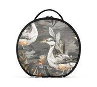 aidingzhi Watercolor Wild Duck Olive Dark Grey Cosmetics Bag Travel-Size Accessories Essentials Makeup Bag With Handle with adjustable dividers 11 IN
