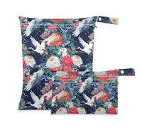 aidingzhi waterproof clothes bag 2 Pack travel essentials for baby with handles for daycare, daycare (Red and White Crane Flowers)