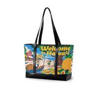 aidingzhi Welcome To Hawaii Sea professional tote bags for women laptop with zipper 14inch tote bag for gym with