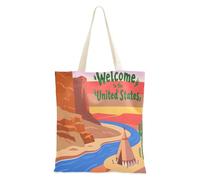 aidingzhi Welcome To The Uk Scenery Culture Canvas Tote reusable Canvas Tote Bag With Pockets Christmas Retirement Shopping Beach Work 16"x15" school essential
