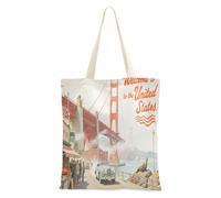 aidingzhi Welcome To The Uk Scenery Culture Tote Bags reusable Canvas Shopping Bags for Work,DIY Projects,Shopping 16"x15" school essential