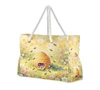 aidingzhi What Will Baby Bee Shower Art Sandproof Shoulder Tote Bag with side pocketes Outdoor Tote Bag Portable Travel with cup holders on the side
