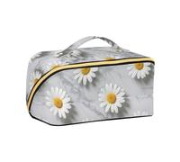 aidingzhi White Daisies on Grey Marble Background Travel Bag with dividers Waterproof Travel Bags For Women with Compartments & Handle