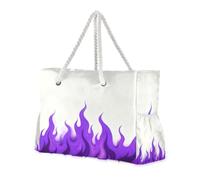 aidingzhi White Fluorescent Purple Cool Flame Large Capacity Tote For Women with side pocketes Bags And Totes Perfect for Travel Pool Swim Beach Vacation Necessities