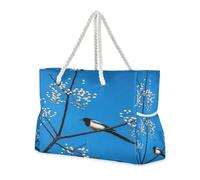 aidingzhi White Fruit Branch Magpie Bird Sturdy Zippered Tote Bags with side pocketes Tote Bag Travel with cup holders on the side