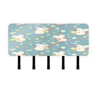 aidingzhi White Mouse Little Bloom Key Holder with Mail Organizer & 5 Hook Self-Adhesive Hanging Living Room Decor Key Organizer for Doorway Doorway Doorway