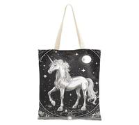 aidingzhi White unicorns Bohemian-style Poker Illustration Canvas Tote Large Capacity Womens Canvas Tote Bag for Work,DIY Projects,Shopping 16"x15" school essential