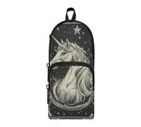 aidingzhi White unicorns Bohemian-style Poker Illustration Nylon 3 Compartments Pencil Cases For College Students study&multifunctional Large Pencil Case School Stationery for High School